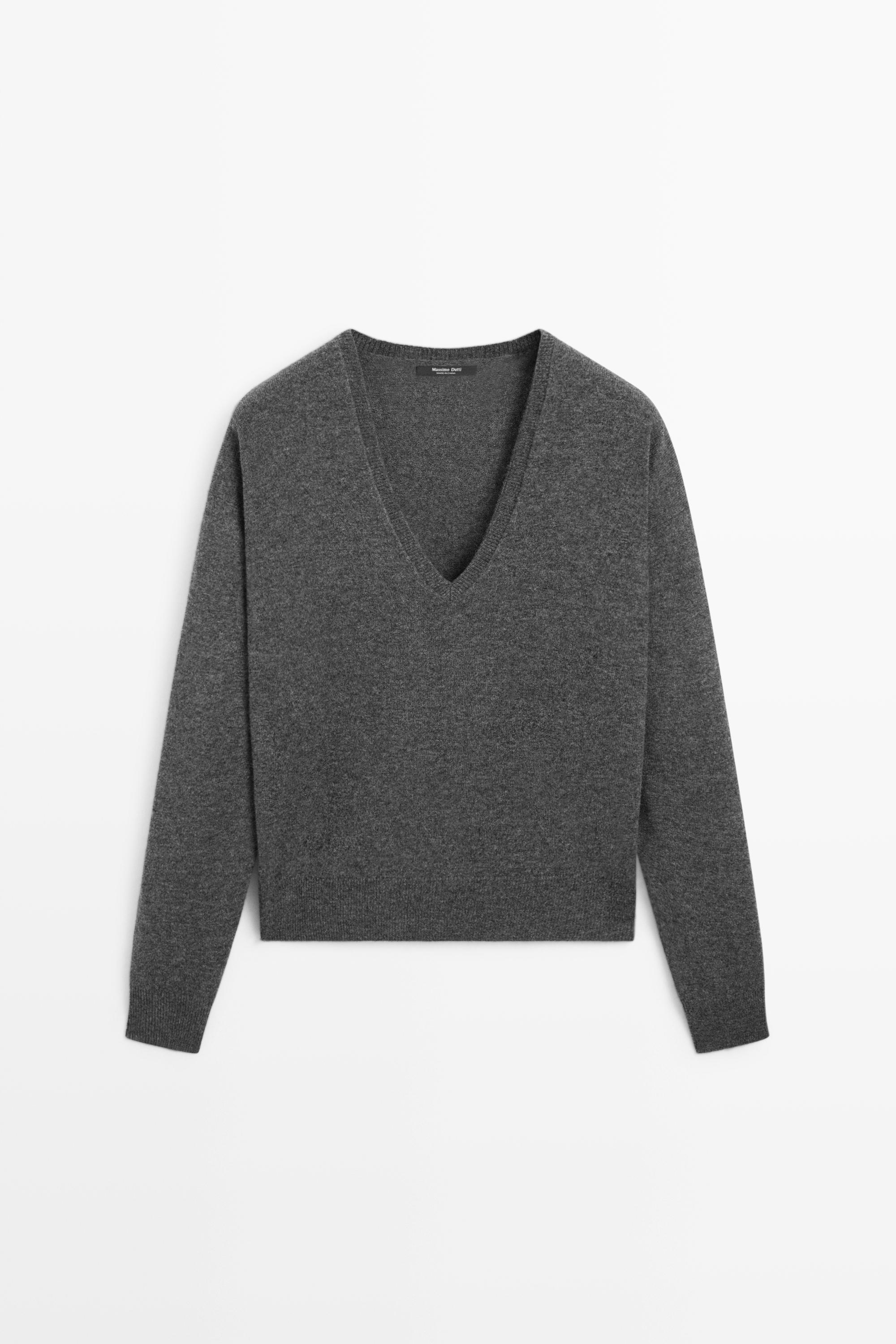 Pull en maille mélangée de laine à col V