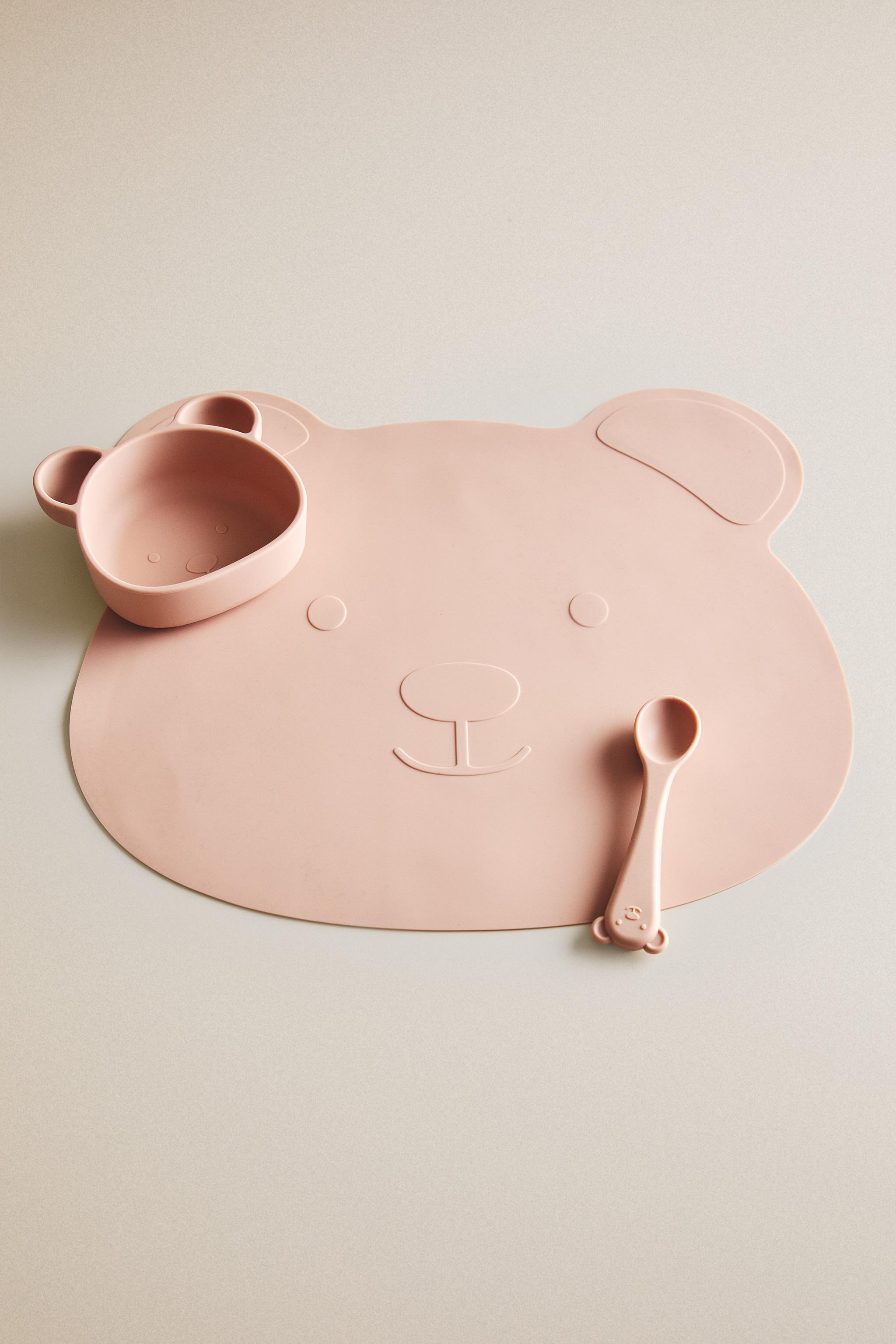 KIDS' BEAR SILICONE PLACEMAT — Pink