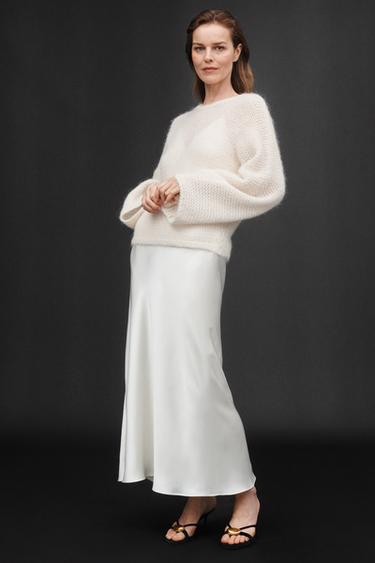 فستان ميدي بمظهر ساتاني 50TH ANNIVERSARY - أبيض مكسور الخاص بـ Zara