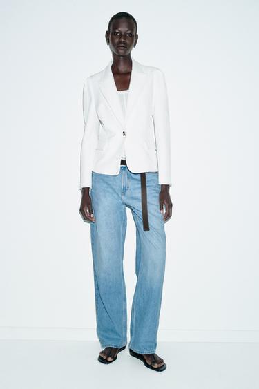 Zara TAILORED BLAZER WITH PRONOUNCED SHOULDERS - Oyster-white - Image 0