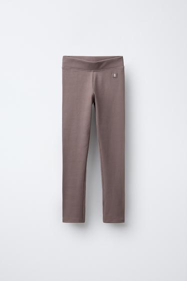 RIBBED LEGGINGS WITH LABEL - Pink by Zara - Image 0