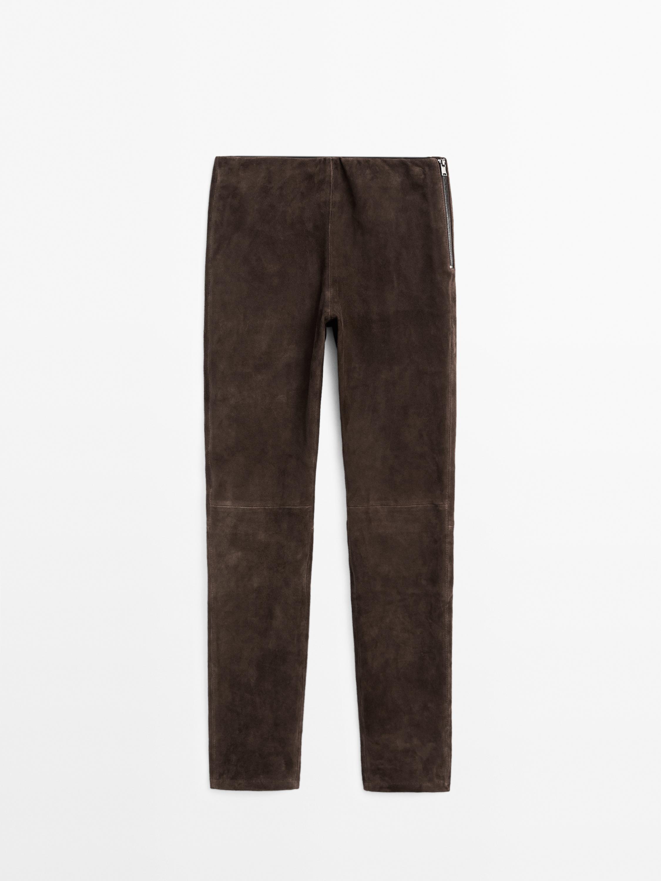 Suede leather leggings