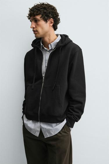 SWEAT ZIPPÉ À CAPUCHE - Noir de Zara - Image 5