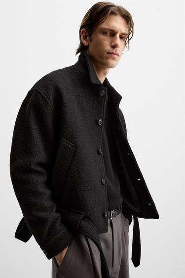 CAZADORA LANA TEXTURA BOUCLÉ - Negro de Zara