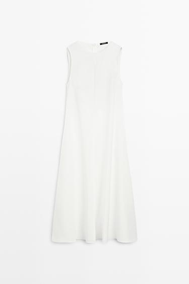 Zara Flowing linen midi dress - White - Image 0