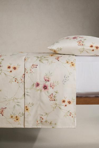 FLORAL PRINT SATEEN DUVET COVER - Oyster-white by Zara - Image 2