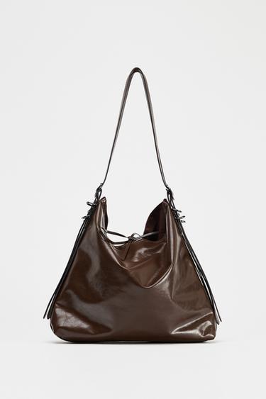 BUCKET BAG WITH BUCKLE DETAIL - Brown by Zara