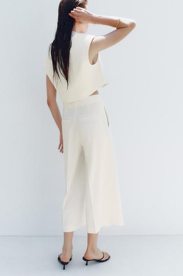 PANTALON JUPE-CULOTTE TAILLE HAUTE - Écru de Zara - Image 3