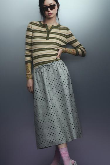 Zara 條紋針織衫 - 淡米黃色/卡其色