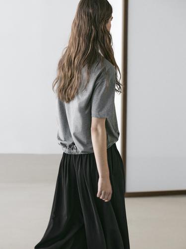 Zara Short sleeve cotton balloon T-shirt - Gray