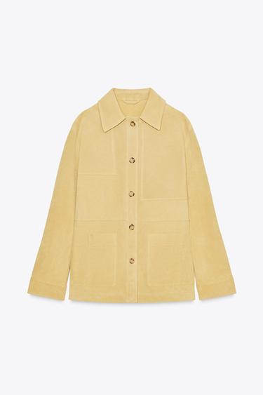 100% SUEDE LEATHER JACKET - Beige-pink by Zara - Image 1