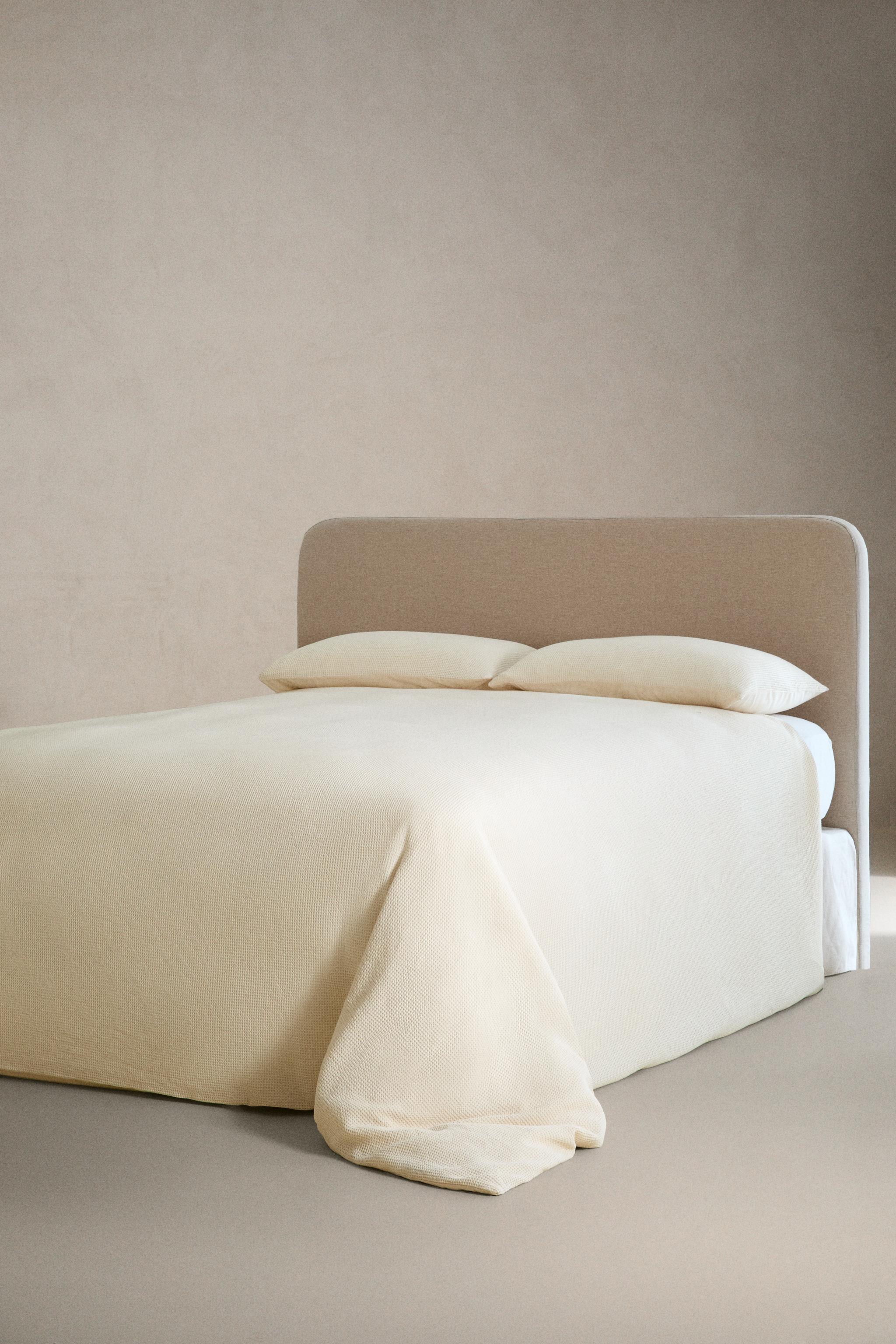 MINI WAFFLE COTTON DUVET COVER — Oyster-white