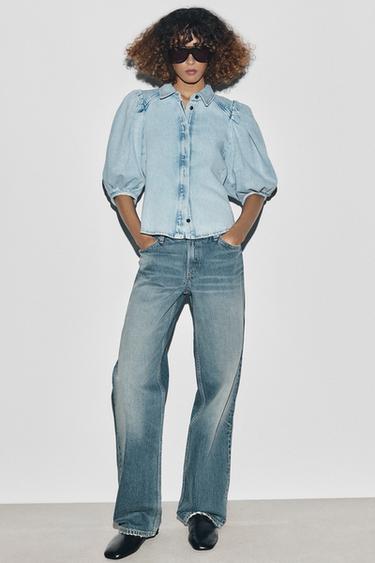 JEANS ZW COLLECTION BAGGY CINTURA MÉDIA - Azul da Zara