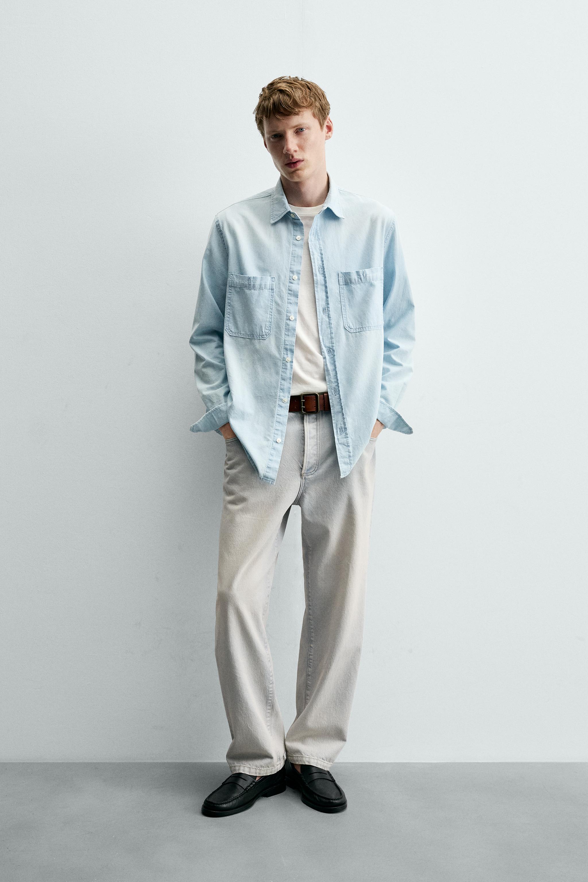 Мужские рубашки Zara REGULAR FIT DENIM SHIRT