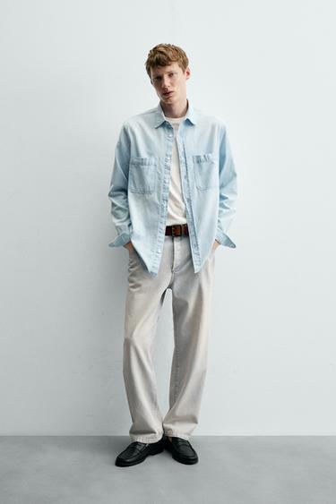 قميص دنيم بقصة REGULAR FIT - أزرق الخاص بـ Zara - صورة 0