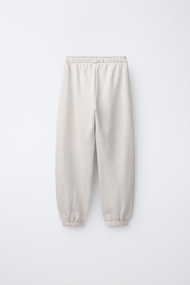 SWEATSHIRT AND PLUSH TROUSERS SET WITH SLOGAN - Sand / Marl by Zara - Image 4
