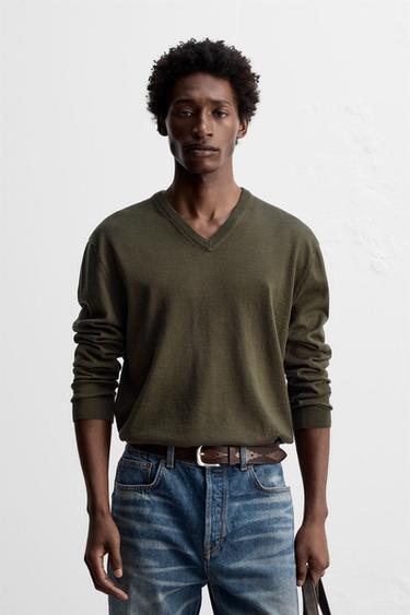 WOOL - COTTON SWEATER - Khaki by Zara - Image 1