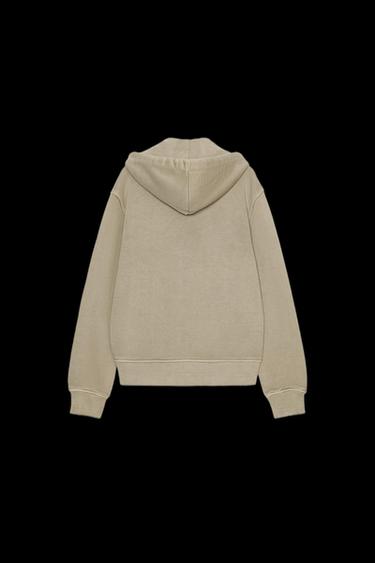 Zara WASHED EFFECT HOODIE - Stone