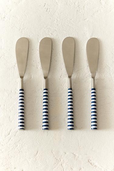 LOT COUTEAUX À BEURRE MANCHE RAYURES (LOT DE 4) - Bleu / Blanc de Zara - Image 5