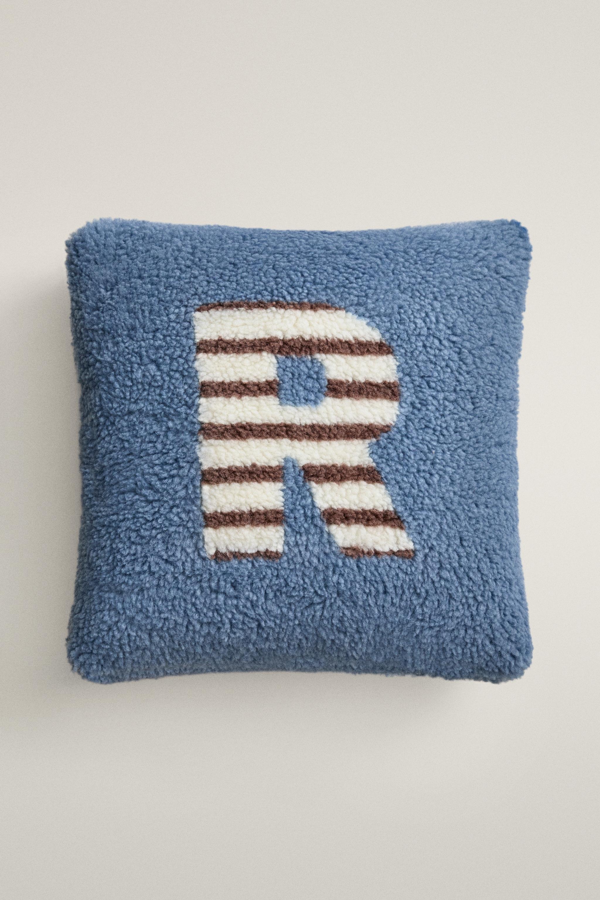 CHILDREN'S FAUX SHEARLING CUSHION WITH R — Blue