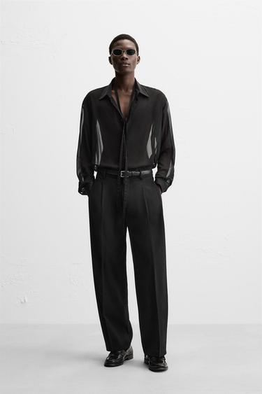 БРЮКИ RELAXED FIT СО СКЛАДКАМИ — ЧЕРНЫЙ от Zara — изображение 0