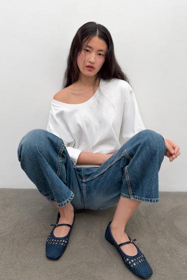 BRAIDED BALLET FLATS WITH BUCKLE - Blue by Zara