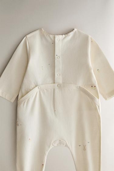 CHILDREN'S RABBIT AND FLORAL ROMPER - Oyster-white by Zara - Image 3