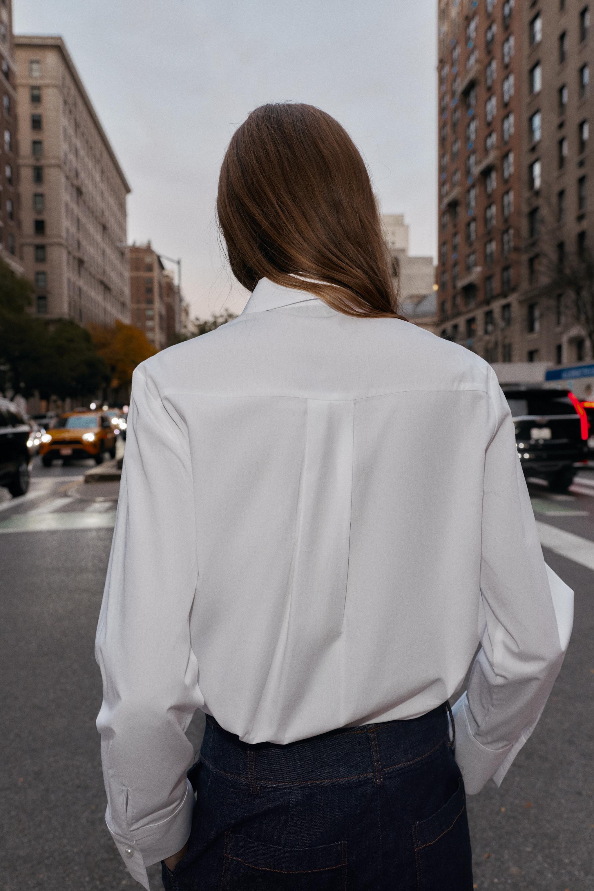 POPLIN SHIRT WITH TIES AND PEARLS - White | ZARA United States