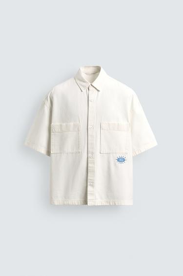 CAMISA RELAXED FIT ESTAMPADOS LAVADOS - Blanco roto de Zara