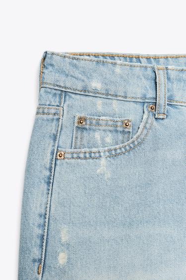 MID-WAIST RIPPED TRF DENIM BERMUDA SHORTS - Blue by Zara - Image 6
