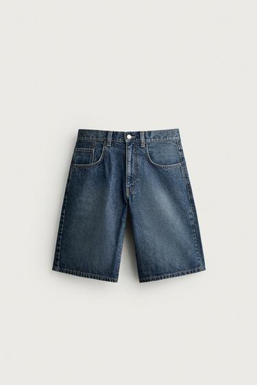 BAGGY FIT DENIM-BERMUDA - blå fra Zara