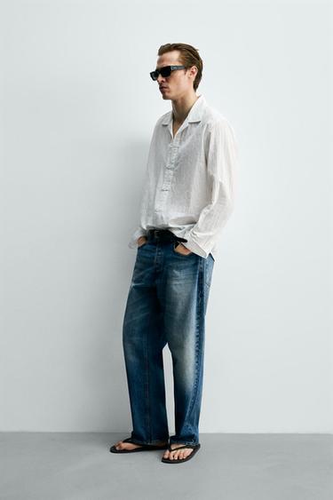 RELAXED FIT CREASED-EFFECT SHIRT - White by Zara - Image 3