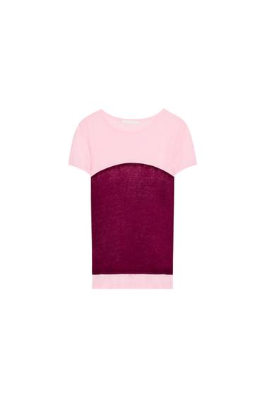 تيشيرت SUPIMA® بتأثير مزدوج - بورجندي by Zara