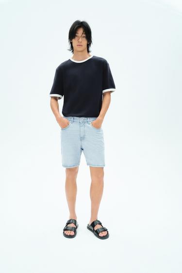 Zara REGULAR FIT 牛仔短褲 - 淡藍色