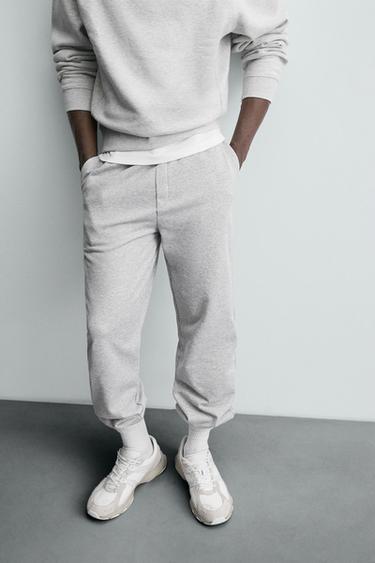 PANTALON JOGGER REGULAR FIT BASIQUE - Gris chiné de Zara - Image 4