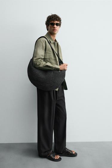 ПЛЕТЕНА ЧАНТА ЗА НА РАМО - Црна од Zara