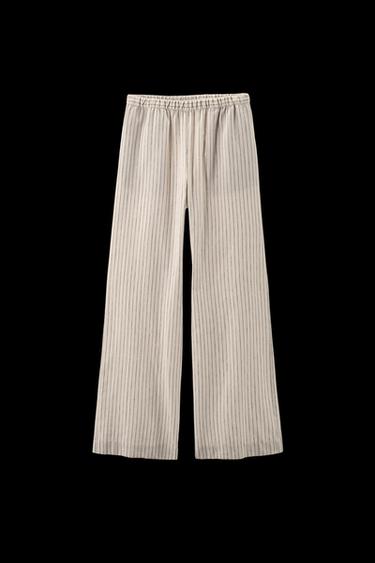STRIPED PYJAMA STYLE TROUSERS - Ecru by Zara - Image 0