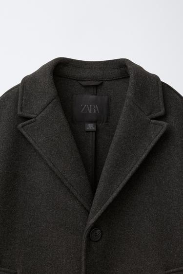 MANTEAU LONG EN DRAP DE LAINE - Gris anthracite de Zara - Image 4