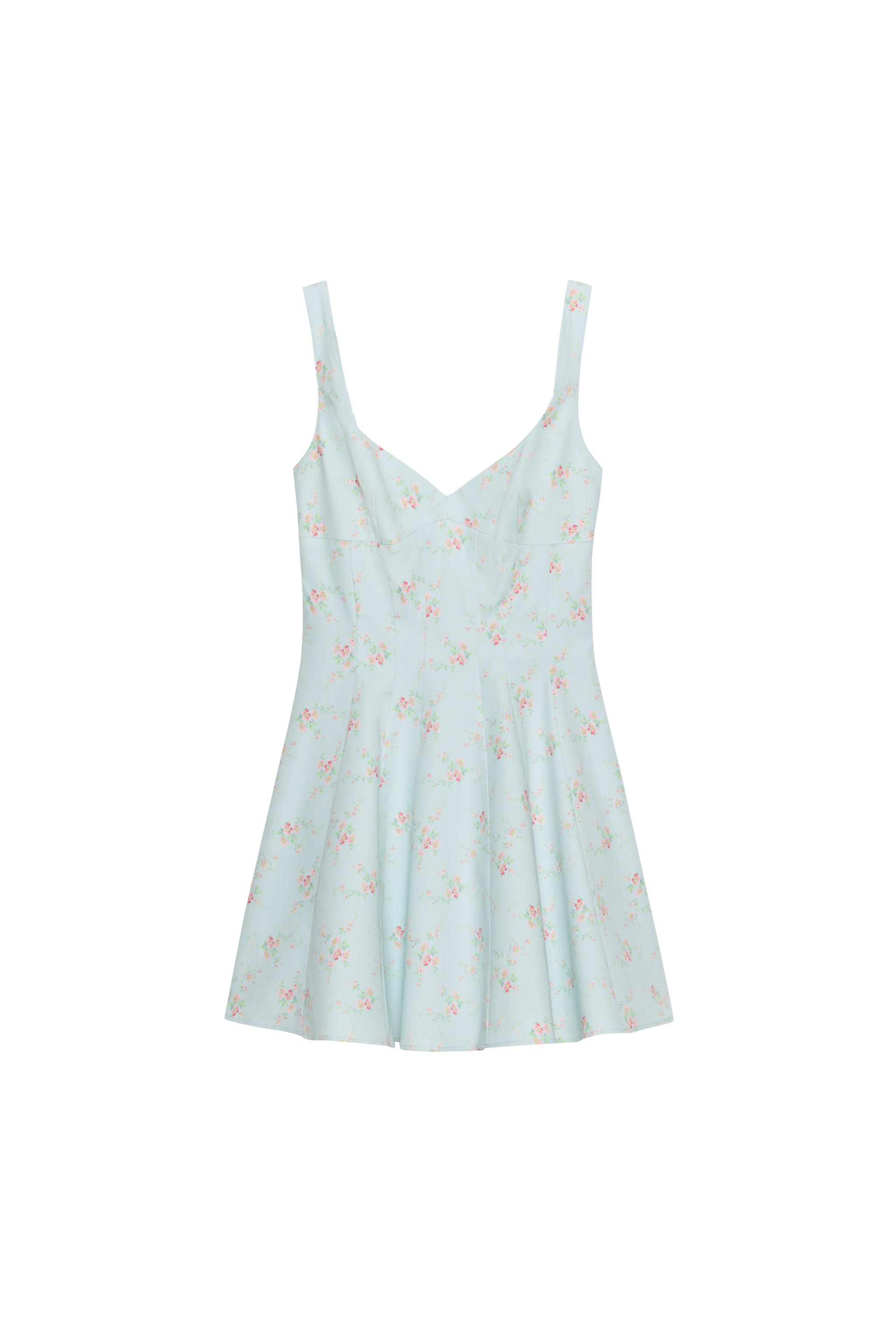 FLORAL POPLIN SHORT DRESS - Sky blue | ZARA Canada