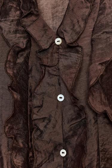 BLOUSE VOLANTS - Marron de Zara - Image 7