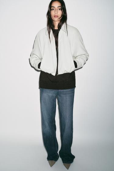 BLOUSON BOMBER MATIÈRE SYNTHÈTIQUE - Écru de Zara - Image 5