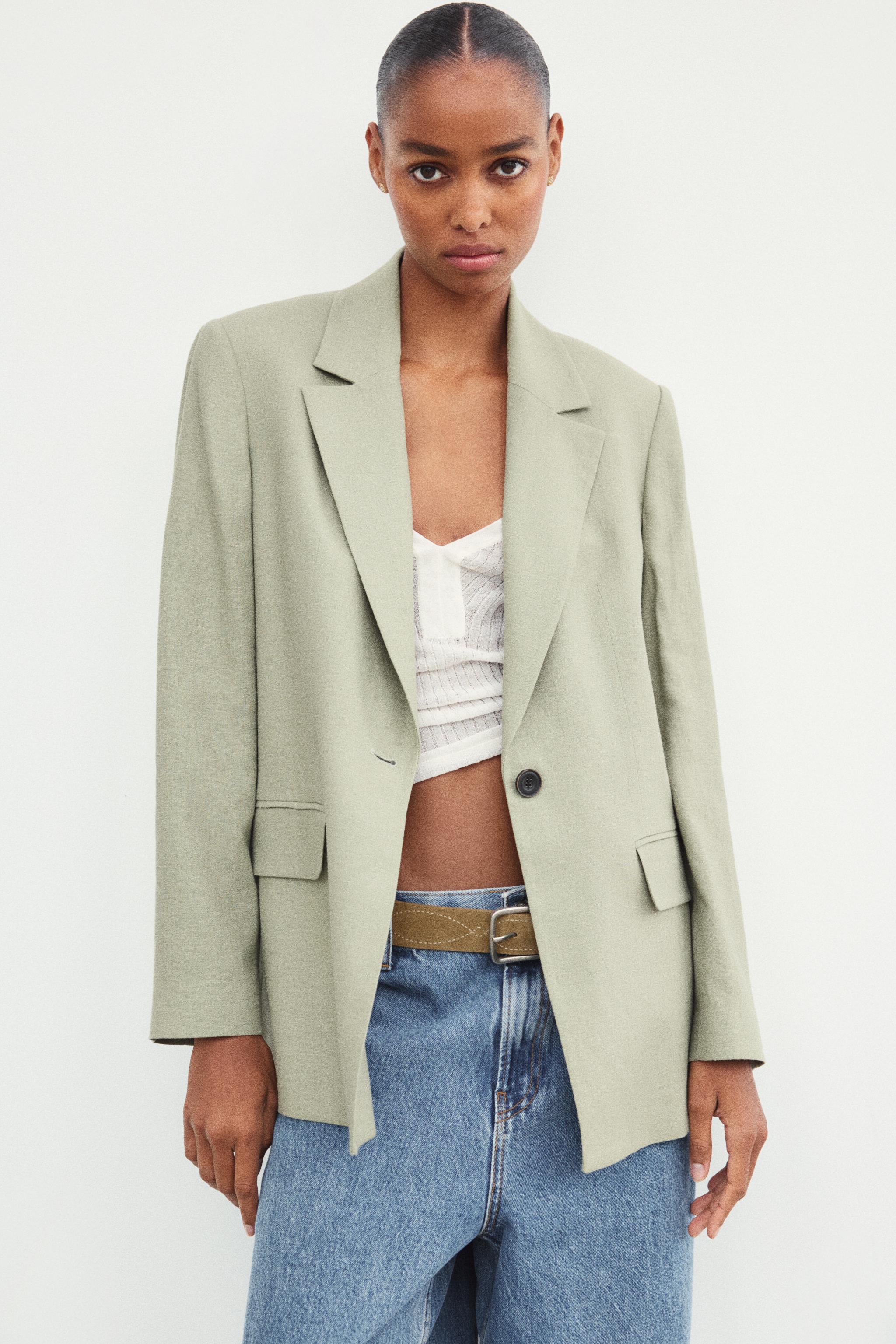 LINEN BLEND BLAZER Sea green ZARA South Africa