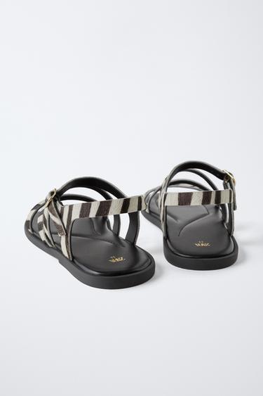 ANIMAL PRINT LEATHER SANDALS - Black by Zara - Image 3