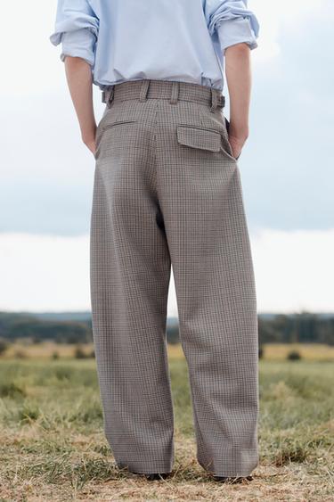 PANTALON DE COSTUME À CARREAUX EN LAINE ÉDITION LIMITÉE - Marron de Zara - Image 2