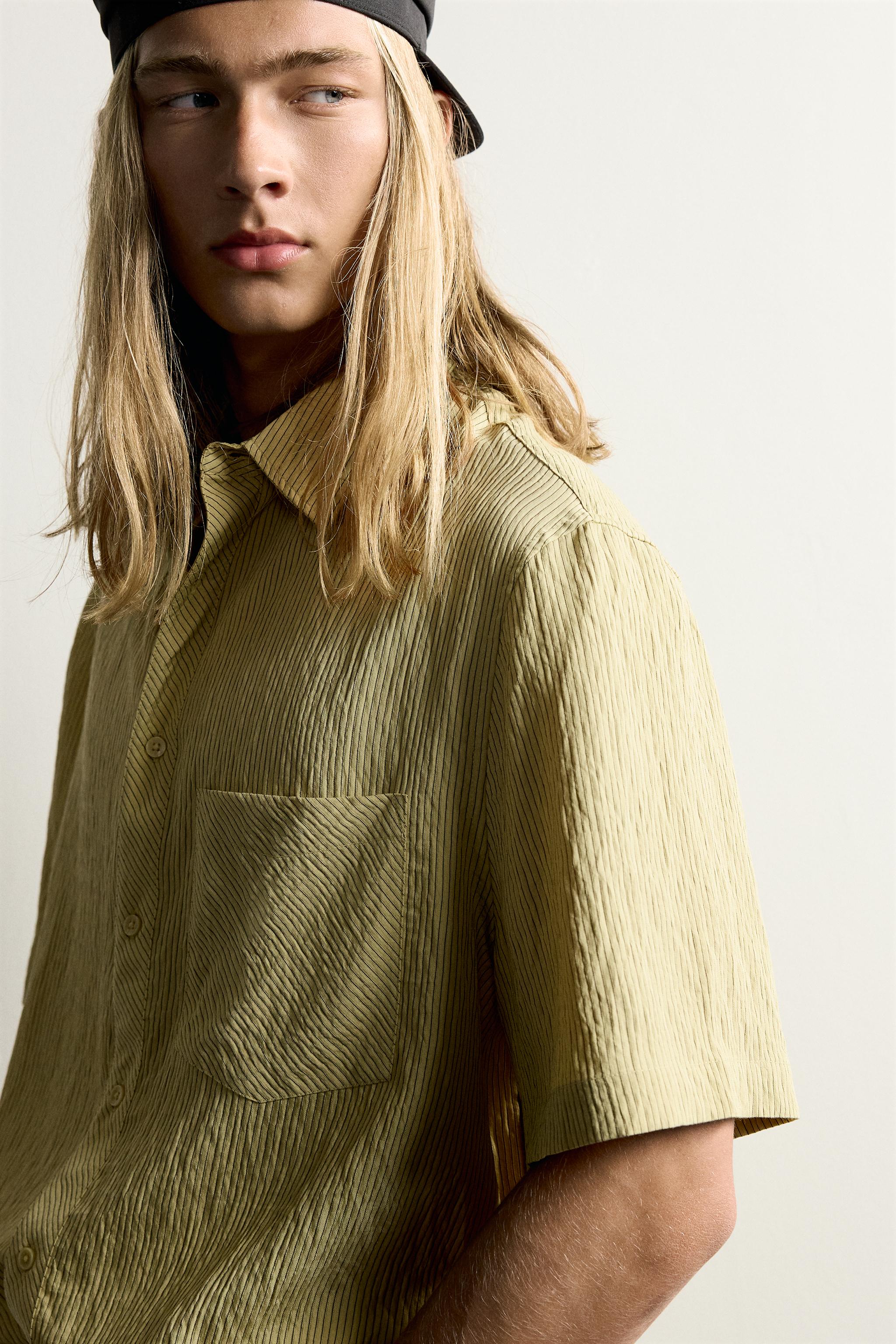 STRIPED JACQUARD BOXY FIT SHIRT
