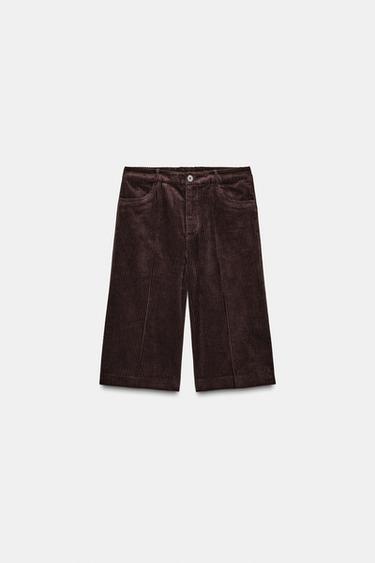 SHORT EN VELOURS CÔTELÉ ZW COLLECTION - Marron de Zara