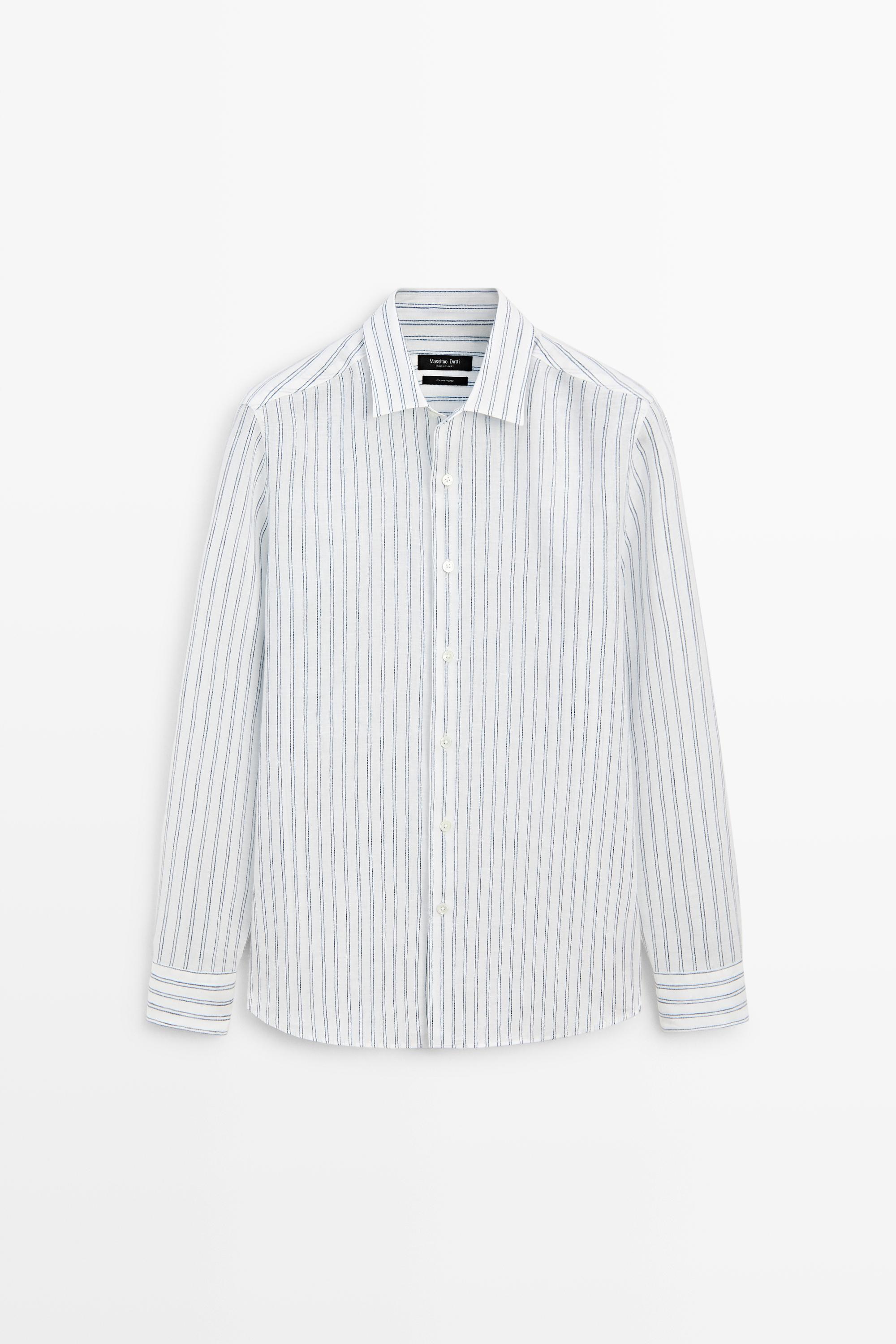 100% linen regular fit shirt — Dark turquoise