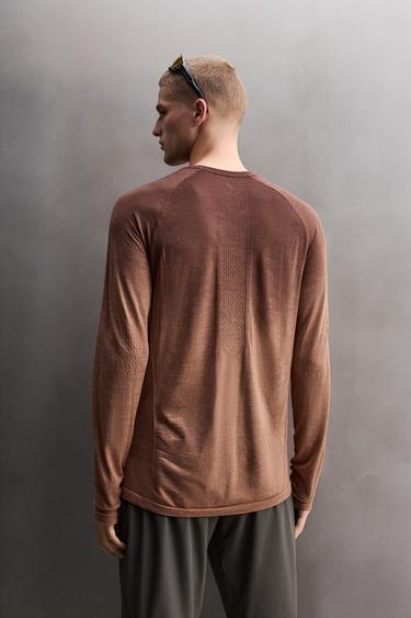 WOOL BLEND TECHNICAL T-SHIRT - Brown by Zara - Image 2