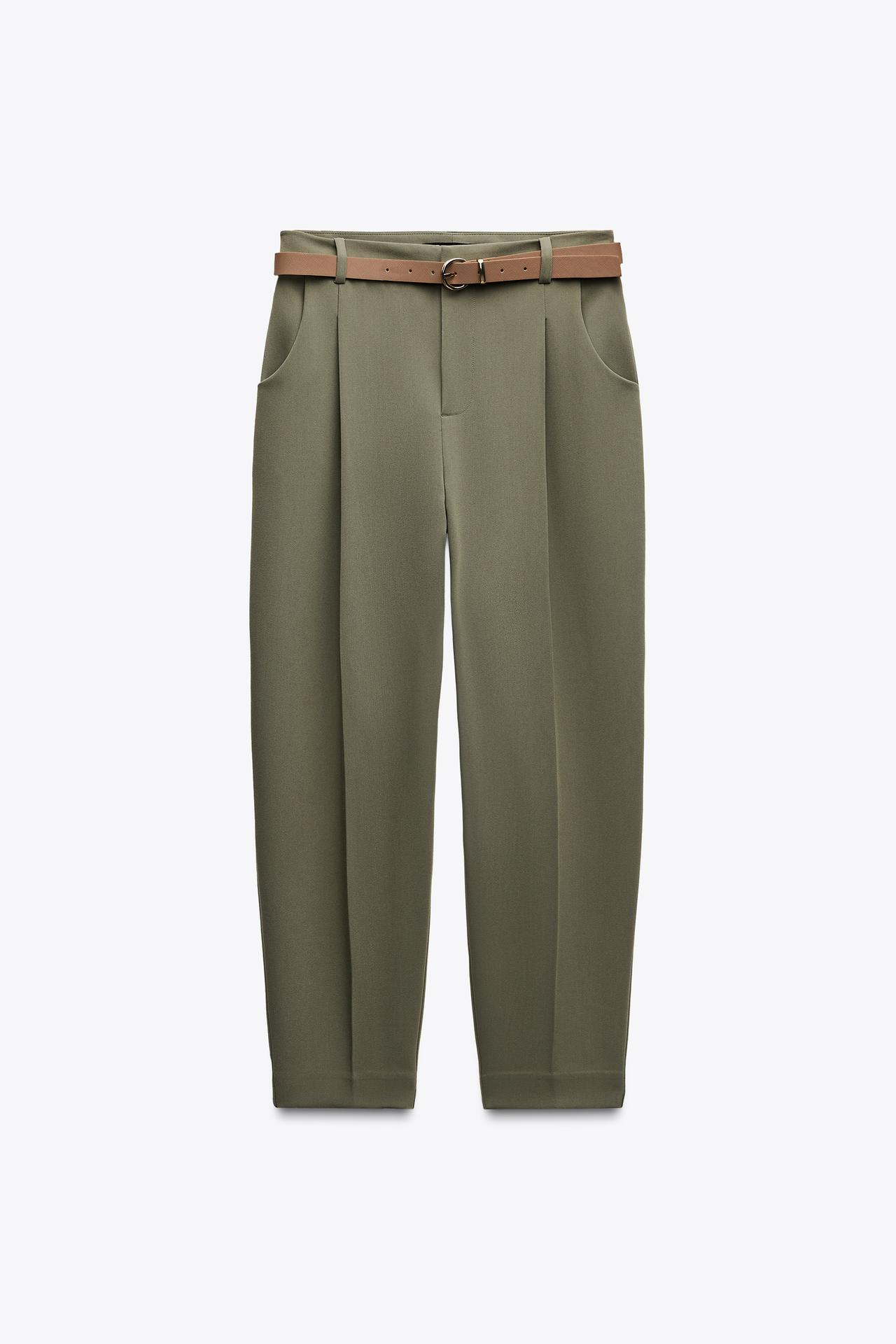 PLEATED BELTED PANTS