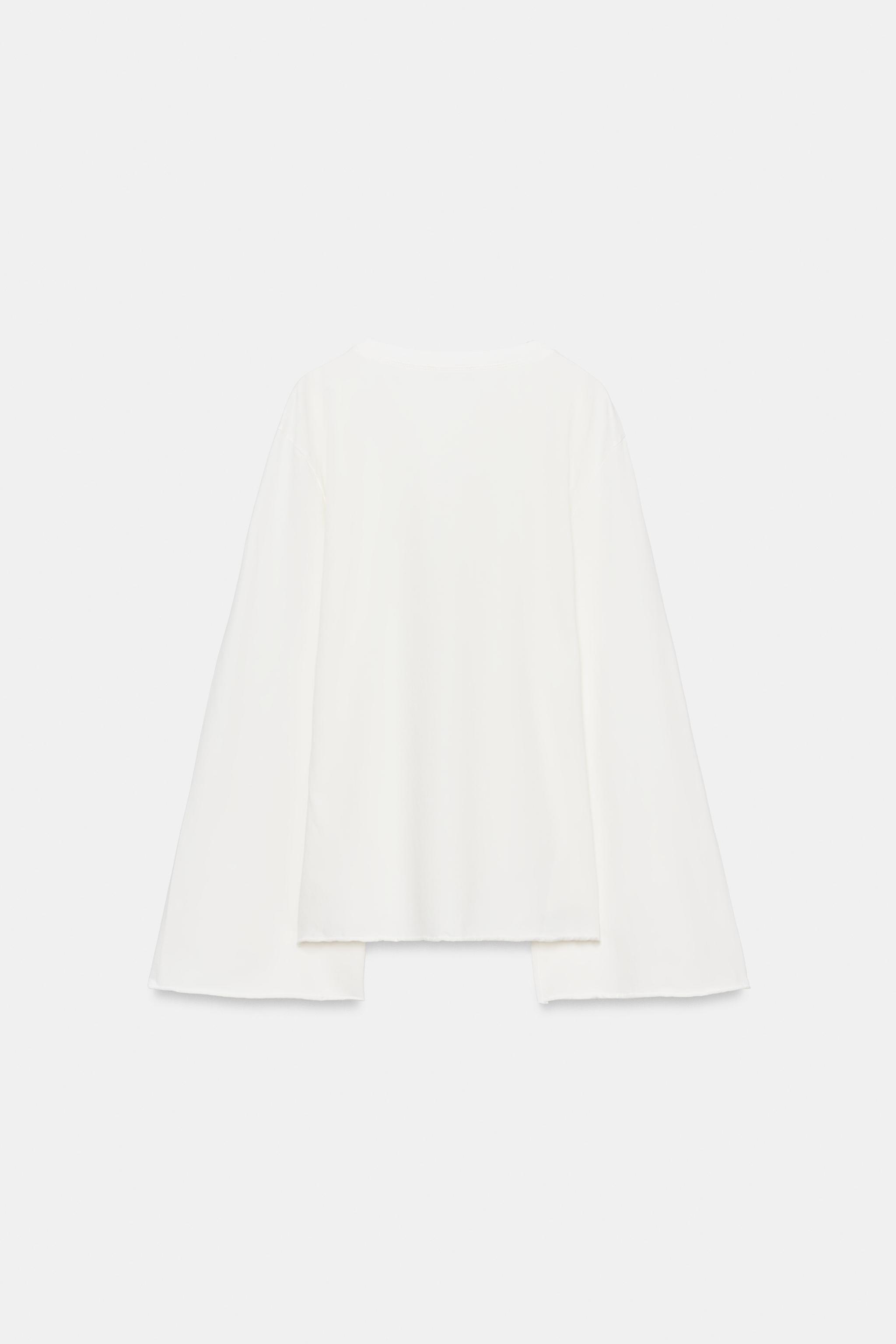 Женские футболки Zara COTTON LONG SLEEVE T-SHIRT — фото 6
